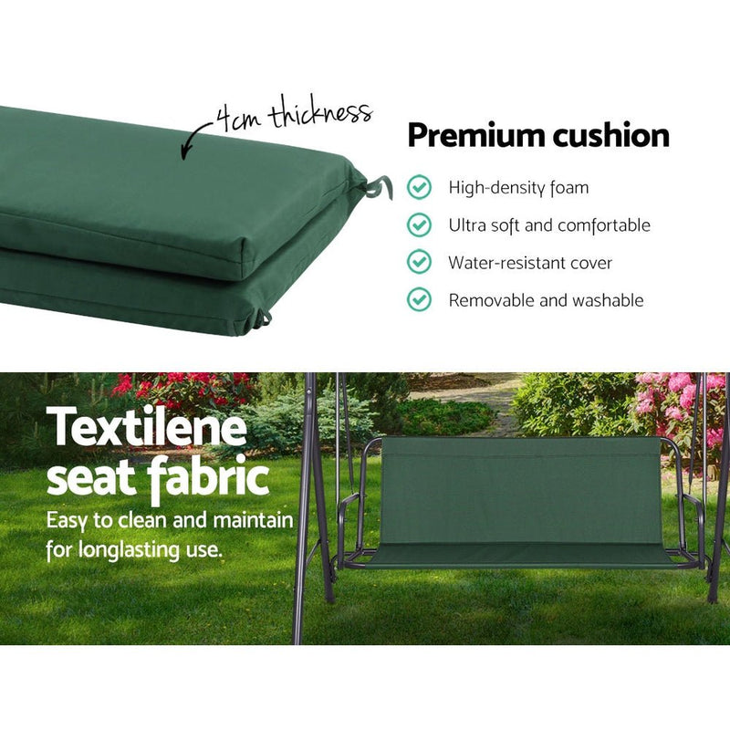 Furniture > Outdoor - Gardeon Swing Chair Hammock Outdoor Furniture Garden Canopy Bench Seat Green - Garden Yard