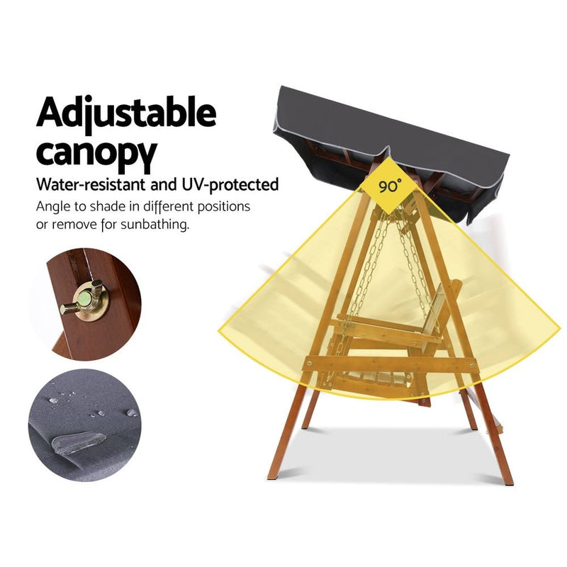 Furniture > Outdoor - Gardeon Swing Chair Wooden Garden Bench Canopy 2 Seater Outdoor Furniture - Garden Yard