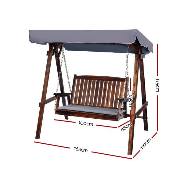 Furniture > Outdoor - Gardeon Swing Chair Wooden Garden Bench Canopy 2 Seater Outdoor Furniture - Garden Yard