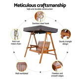 Furniture > Outdoor - Gardeon Swing Chair Wooden Garden Bench Canopy 2 Seater Outdoor Furniture - Garden Yard