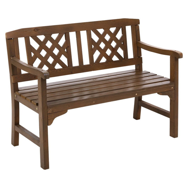 Furniture > Outdoor - Gardeon Wooden Garden Bench 2 Seat Patio Furniture Timber Outdoor Lounge Chair Natural - Garden Yard