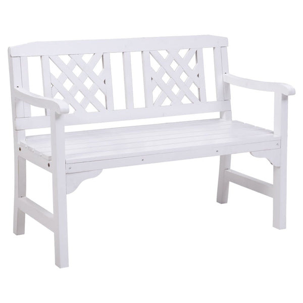 Furniture > Outdoor - Gardeon Wooden Garden Bench 2 Seat Patio Furniture Timber Outdoor Lounge Chair White - Garden Yard