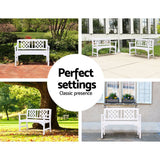 Furniture > Outdoor - Gardeon Wooden Garden Bench 2 Seat Patio Furniture Timber Outdoor Lounge Chair White - Garden Yard