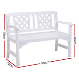 Furniture > Outdoor - Gardeon Wooden Garden Bench 2 Seat Patio Furniture Timber Outdoor Lounge Chair White - Garden Yard