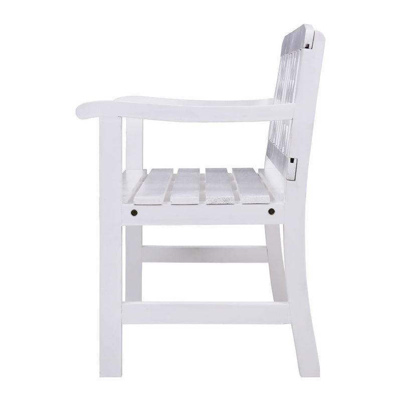 Furniture > Outdoor - Gardeon Wooden Garden Bench 2 Seat Patio Furniture Timber Outdoor Lounge Chair White - Garden Yard