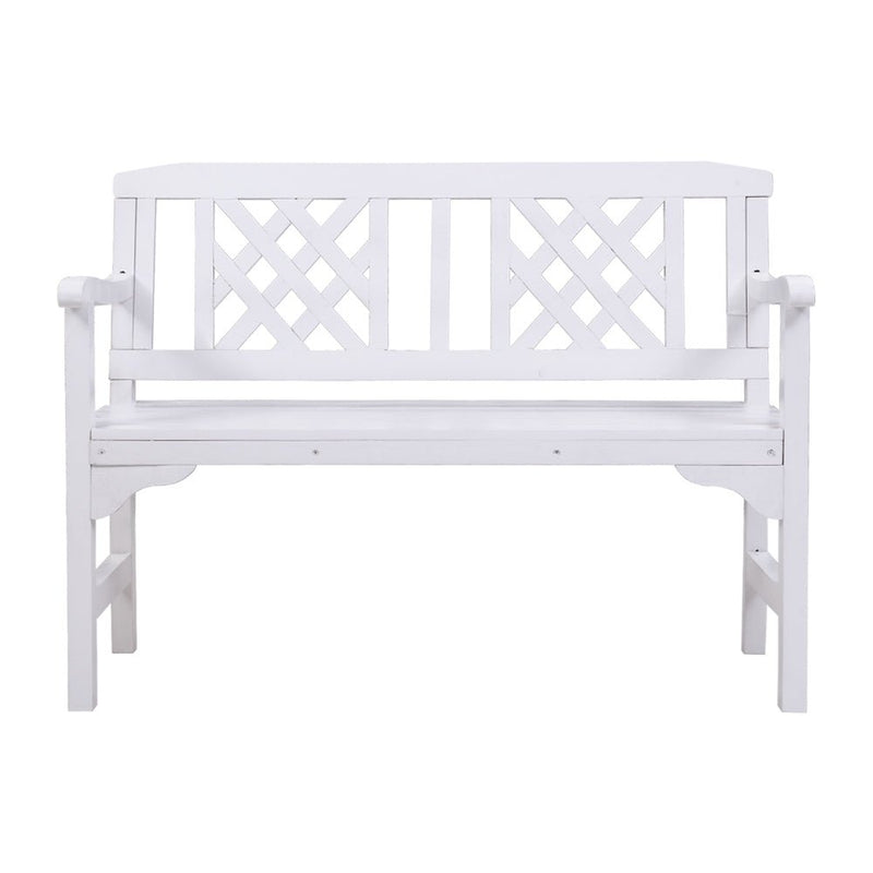 Furniture > Outdoor - Gardeon Wooden Garden Bench 2 Seat Patio Furniture Timber Outdoor Lounge Chair White - Garden Yard