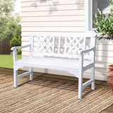 Furniture > Outdoor - Gardeon Wooden Garden Bench 2 Seat Patio Furniture Timber Outdoor Lounge Chair White - Garden Yard