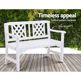 Furniture > Outdoor - Gardeon Wooden Garden Bench 2 Seat Patio Furniture Timber Outdoor Lounge Chair White - Garden Yard