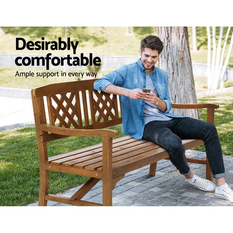 Furniture > Outdoor - Gardeon Wooden Garden Bench 3 Seat Patio Furniture Timber Outdoor Lounge Chair Natural - Garden Yard
