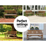 Furniture > Outdoor - Gardeon Wooden Garden Bench 3 Seat Patio Furniture Timber Outdoor Lounge Chair Natural - Garden Yard