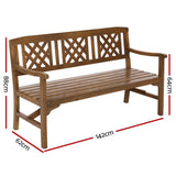 Furniture > Outdoor - Gardeon Wooden Garden Bench 3 Seat Patio Furniture Timber Outdoor Lounge Chair Natural - Garden Yard