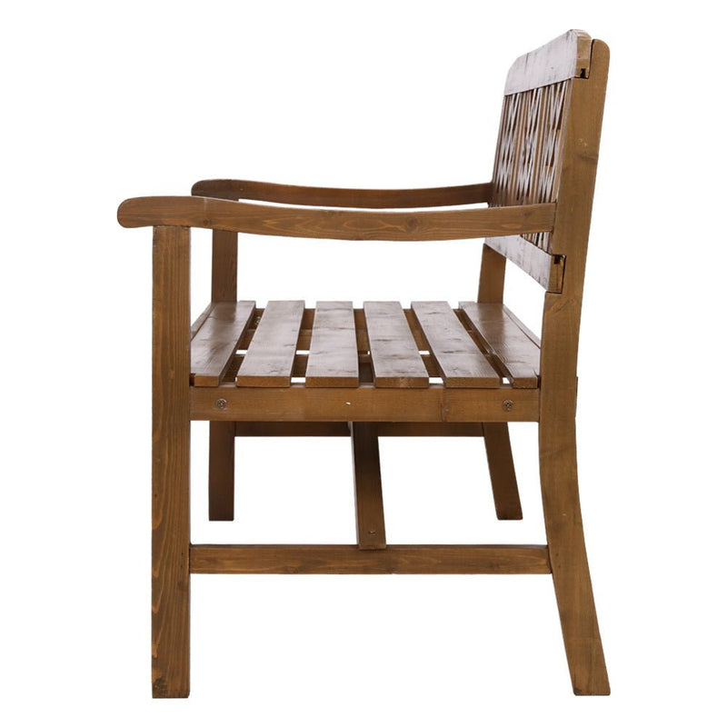 Furniture > Outdoor - Gardeon Wooden Garden Bench 3 Seat Patio Furniture Timber Outdoor Lounge Chair Natural - Garden Yard