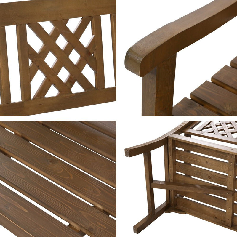 Furniture > Outdoor - Gardeon Wooden Garden Bench 3 Seat Patio Furniture Timber Outdoor Lounge Chair Natural - Garden Yard