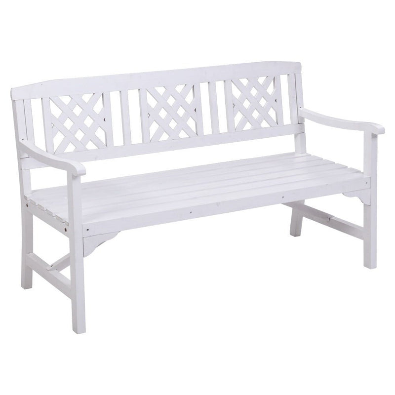 Furniture > Outdoor - Gardeon Wooden Garden Bench 3 Seat Patio Furniture Timber Outdoor Lounge Chair White - Garden Yard