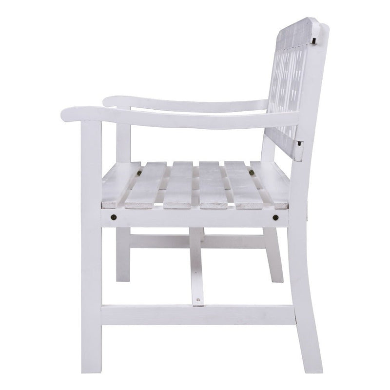 Furniture > Outdoor - Gardeon Wooden Garden Bench 3 Seat Patio Furniture Timber Outdoor Lounge Chair White - Garden Yard