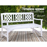 Furniture > Outdoor - Gardeon Wooden Garden Bench 3 Seat Patio Furniture Timber Outdoor Lounge Chair White - Garden Yard