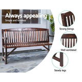 Furniture > Outdoor - Gardeon Wooden Garden Bench Chair Natural Outdoor Furniture Décor Patio Deck 3 Seater - Garden Yard