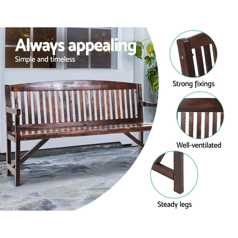 Furniture > Outdoor - Gardeon Wooden Garden Bench Chair Natural Outdoor Furniture Décor Patio Deck 3 Seater - Garden Yard