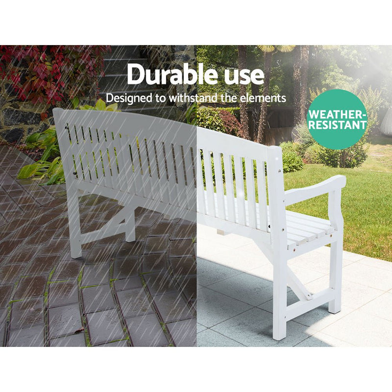 Furniture > Outdoor - Gardeon Wooden Garden Bench Chair Outdoor Furniture Patio Deck 3 Seater White - Garden Yard