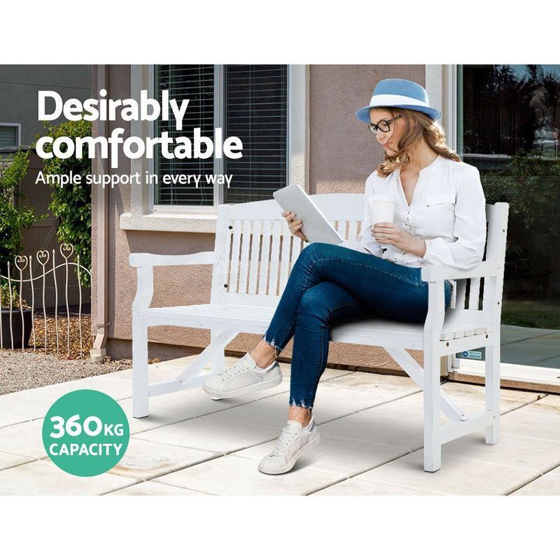 Furniture > Outdoor - Gardeon Wooden Garden Bench Chair Outdoor Furniture Patio Deck 3 Seater White - Garden Yard