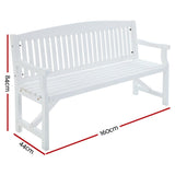 Furniture > Outdoor - Gardeon Wooden Garden Bench Chair Outdoor Furniture Patio Deck 3 Seater White - Garden Yard