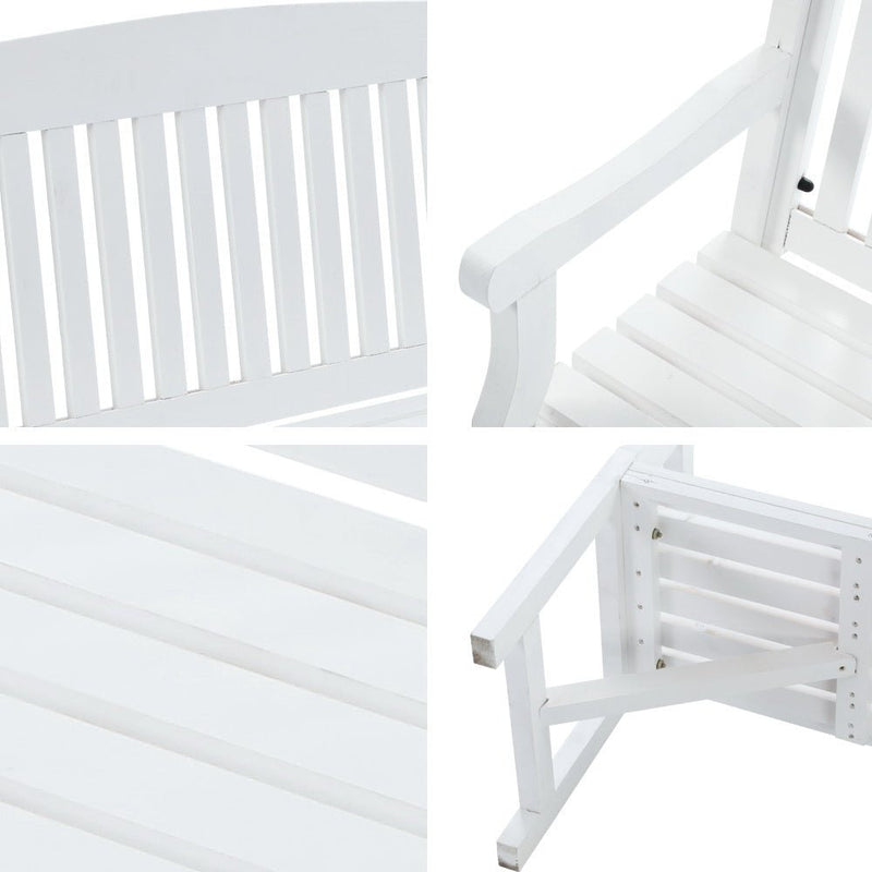 Furniture > Outdoor - Gardeon Wooden Garden Bench Chair Outdoor Furniture Patio Deck 3 Seater White - Garden Yard