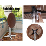 Furniture > Outdoor - Outdoor Bar Table Furniture Wooden Cafe Table Aluminium Adjustable Round Gardeon - Garden Yard
