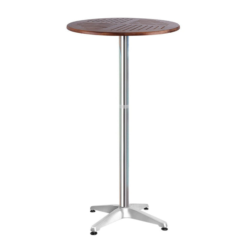 Furniture > Outdoor - Outdoor Bar Table Furniture Wooden Cafe Table Aluminium Adjustable Round Gardeon - Garden Yard