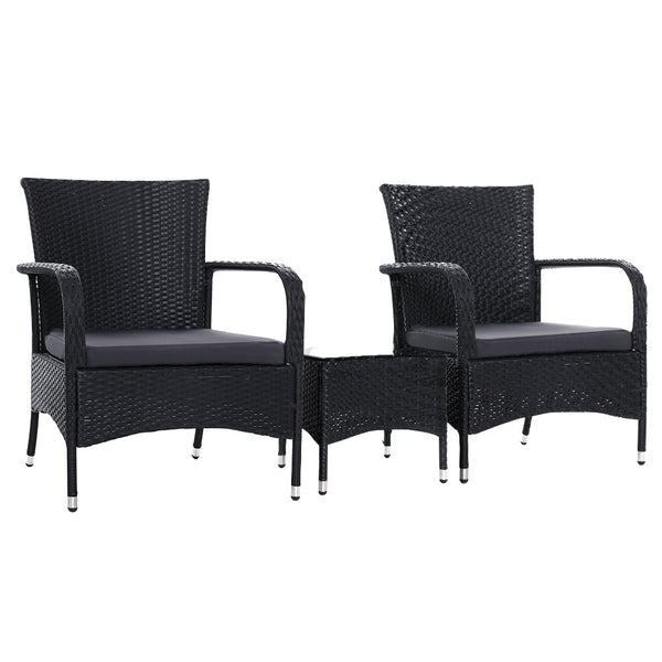 Furniture > Outdoor - Outdoor Furniture Patio Set Wicker Outdoor Conversation Set Chairs Table 3PCS - Garden Yard
