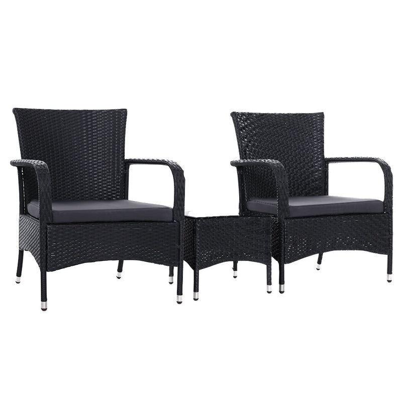 Furniture > Outdoor - Outdoor Furniture Patio Set Wicker Outdoor Conversation Set Chairs Table 3PCS - Garden Yard
