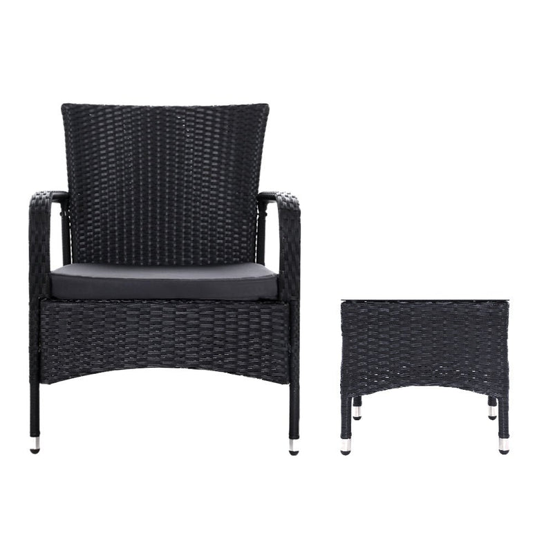 Furniture > Outdoor - Outdoor Furniture Patio Set Wicker Outdoor Conversation Set Chairs Table 3PCS - Garden Yard
