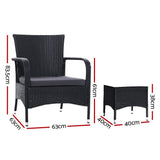 Furniture > Outdoor - Outdoor Furniture Patio Set Wicker Outdoor Conversation Set Chairs Table 3PCS - Garden Yard