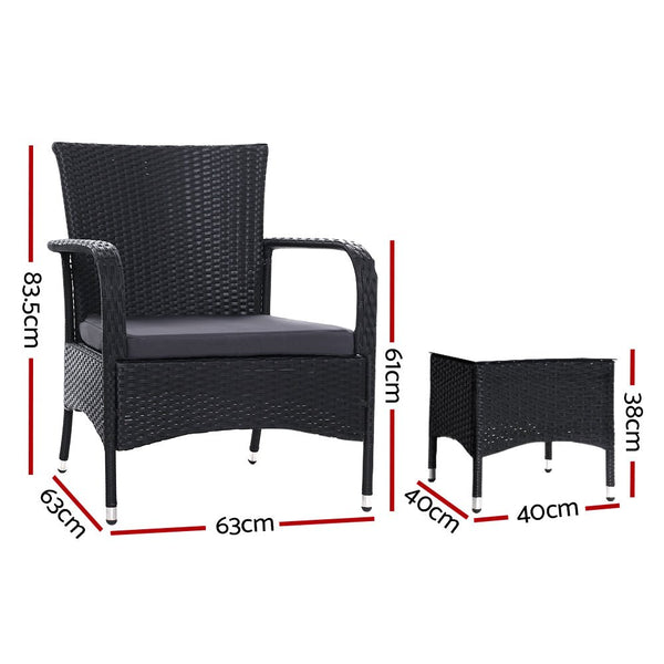 Furniture > Outdoor - Outdoor Furniture Patio Set Wicker Outdoor Conversation Set Chairs Table 3PCS - Garden Yard