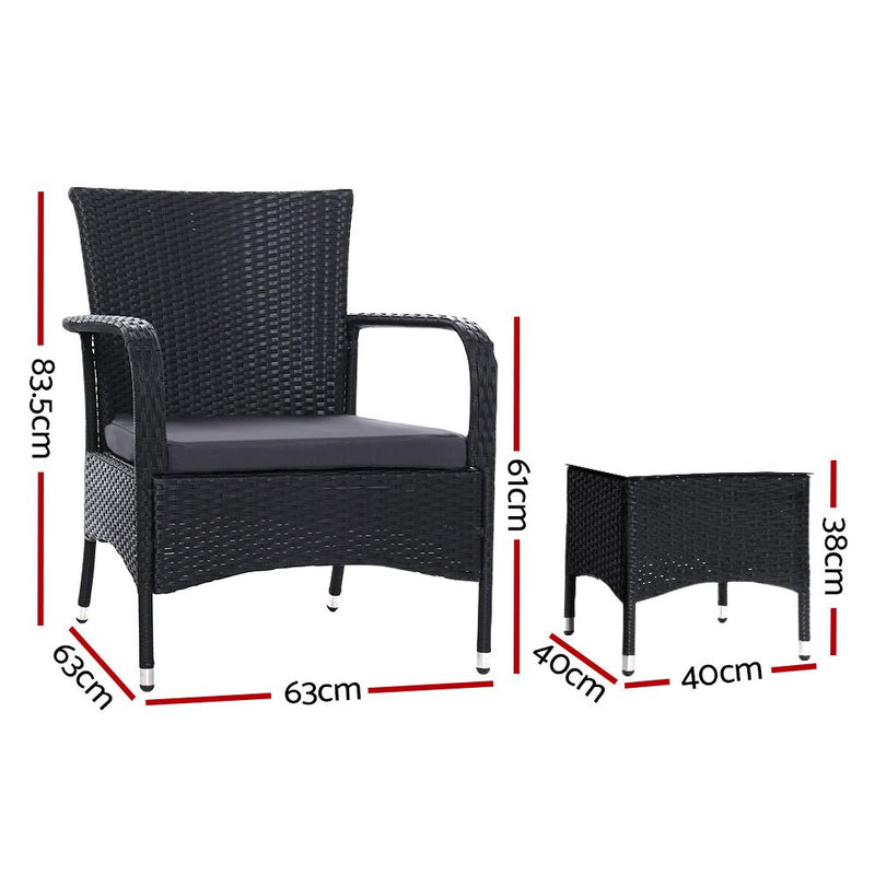 Furniture > Outdoor - Outdoor Furniture Patio Set Wicker Outdoor Conversation Set Chairs Table 3PCS - Garden Yard