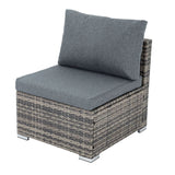 Furniture > Outdoor - Outdoor Modular Lounge Sofa with Wicker End Table Set - Garden Yard