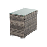 Furniture > Outdoor - Outdoor Modular Lounge Sofa with Wicker End Table Set - Garden Yard