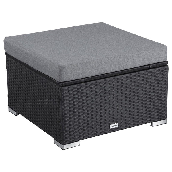 Furniture > Outdoor - Outdoor wicker ottoman in Black - Garden Yard