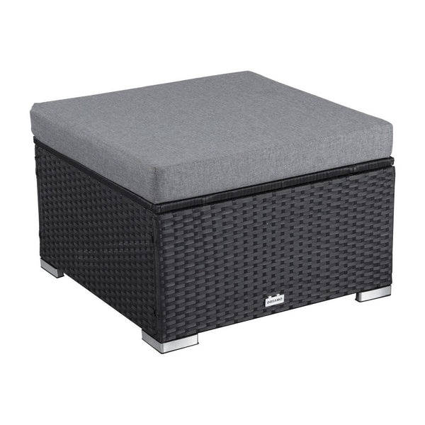 Furniture > Outdoor - Outdoor wicker ottoman in Black - Garden Yard