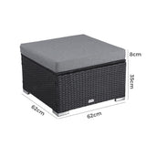 Furniture > Outdoor - Outdoor wicker ottoman in Black - Garden Yard