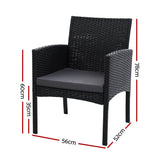 Furniture > Outdoor - Set of 2 Outdoor Bistro Chairs Patio Furniture Dining Chair Wicker Garden Cushion Gardeon - Garden Yard