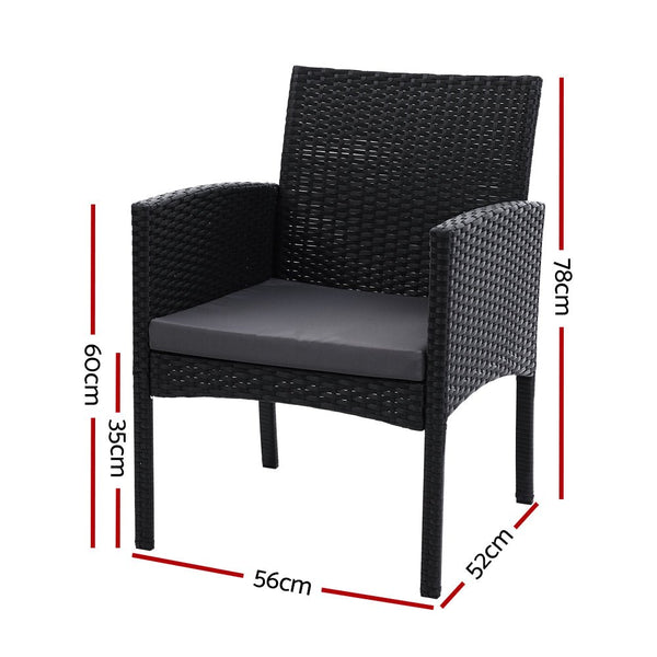 Furniture > Outdoor - Set of 2 Outdoor Bistro Chairs Patio Furniture Dining Chair Wicker Garden Cushion Gardeon - Garden Yard