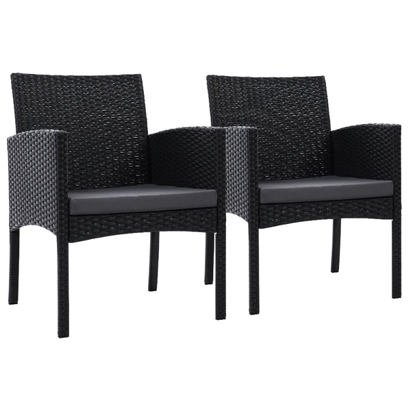 Furniture > Outdoor - Set of 2 Outdoor Bistro Chairs Patio Furniture Dining Chair Wicker Garden Cushion Gardeon - Garden Yard