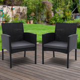 Furniture > Outdoor - Set of 2 Outdoor Bistro Chairs Patio Furniture Dining Chair Wicker Garden Cushion Gardeon - Garden Yard