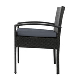 Furniture > Outdoor - Set of 2 Outdoor Dining Chairs Wicker Chair Patio Garden Furniture Lounge Setting Bistro Set Cafe Cushion Gardeon Black - Garden Yard