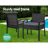 Furniture > Outdoor - Set of 2 Outdoor Dining Chairs Wicker Chair Patio Garden Furniture Lounge Setting Bistro Set Cafe Cushion Gardeon Black - Garden Yard