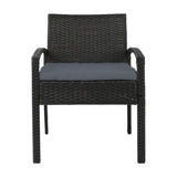 Furniture > Outdoor - Set of 2 Outdoor Dining Chairs Wicker Chair Patio Garden Furniture Lounge Setting Bistro Set Cafe Cushion Gardeon Black - Garden Yard