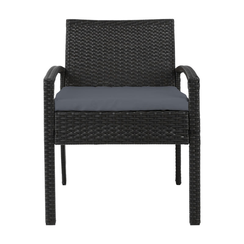 Furniture > Outdoor - Set of 2 Outdoor Dining Chairs Wicker Chair Patio Garden Furniture Lounge Setting Bistro Set Cafe Cushion Gardeon Black - Garden Yard