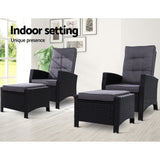 Furniture > Outdoor - Set of 2 Sun lounge Recliner Chair Wicker Lounger Sofa Day Bed Outdoor Chairs Patio Furniture Garden Cushion Ottoman Gardeon - Garden Yard