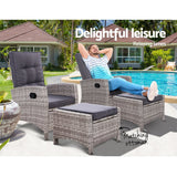 Furniture > Outdoor - Set of 2 Sun lounge Recliner Chair Wicker Lounger Sofa Day Bed Outdoor Chairs Patio Furniture Garden Cushion Ottoman Gardeon - Garden Yard
