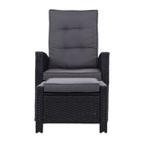 Furniture > Outdoor - Set of 2 Sun lounge Recliner Chair Wicker Lounger Sofa Day Bed Outdoor Chairs Patio Furniture Garden Cushion Ottoman Gardeon - Garden Yard